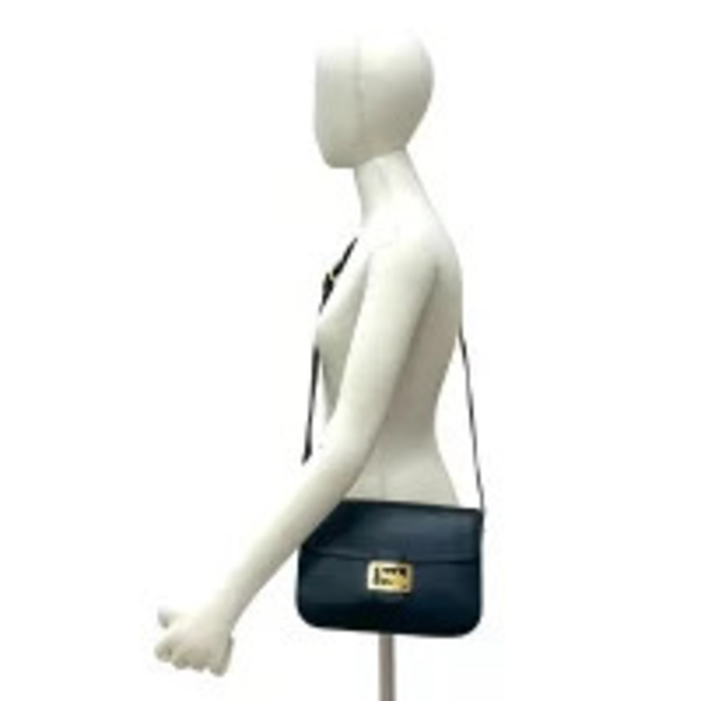 CELINE Calf Leather Shoulder Bag Pochette Sacoche Carriage Navy Blue - Picture 2 of 10